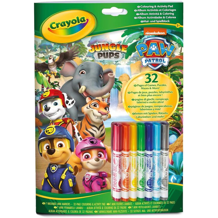 Blister 7 rotuladores + Libro Actividades Jungle Pups Patrulla Canina Paw Patrol Crayola