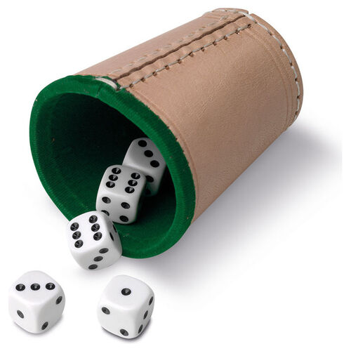 Leather Dicecup and 5 Dots dice