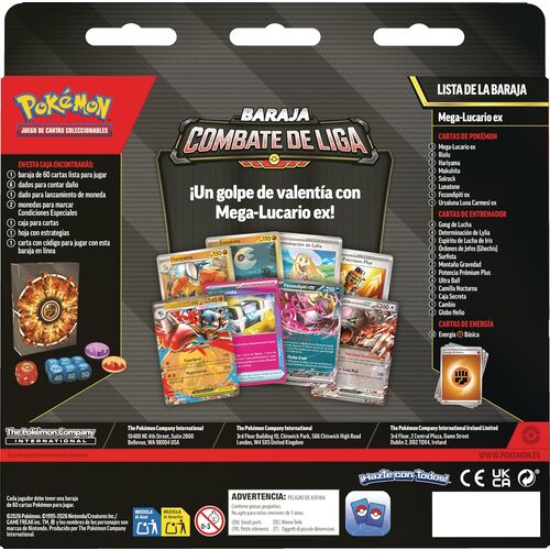 Baraja cartas Combate de Liga de Mega-Lucario ex de JCC Pokemon español