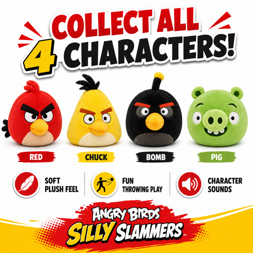 Blister 4 peluches Angry Birds Silly Slammers 8cm