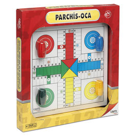 Tablero Parchis-Oca accesorios madera blister